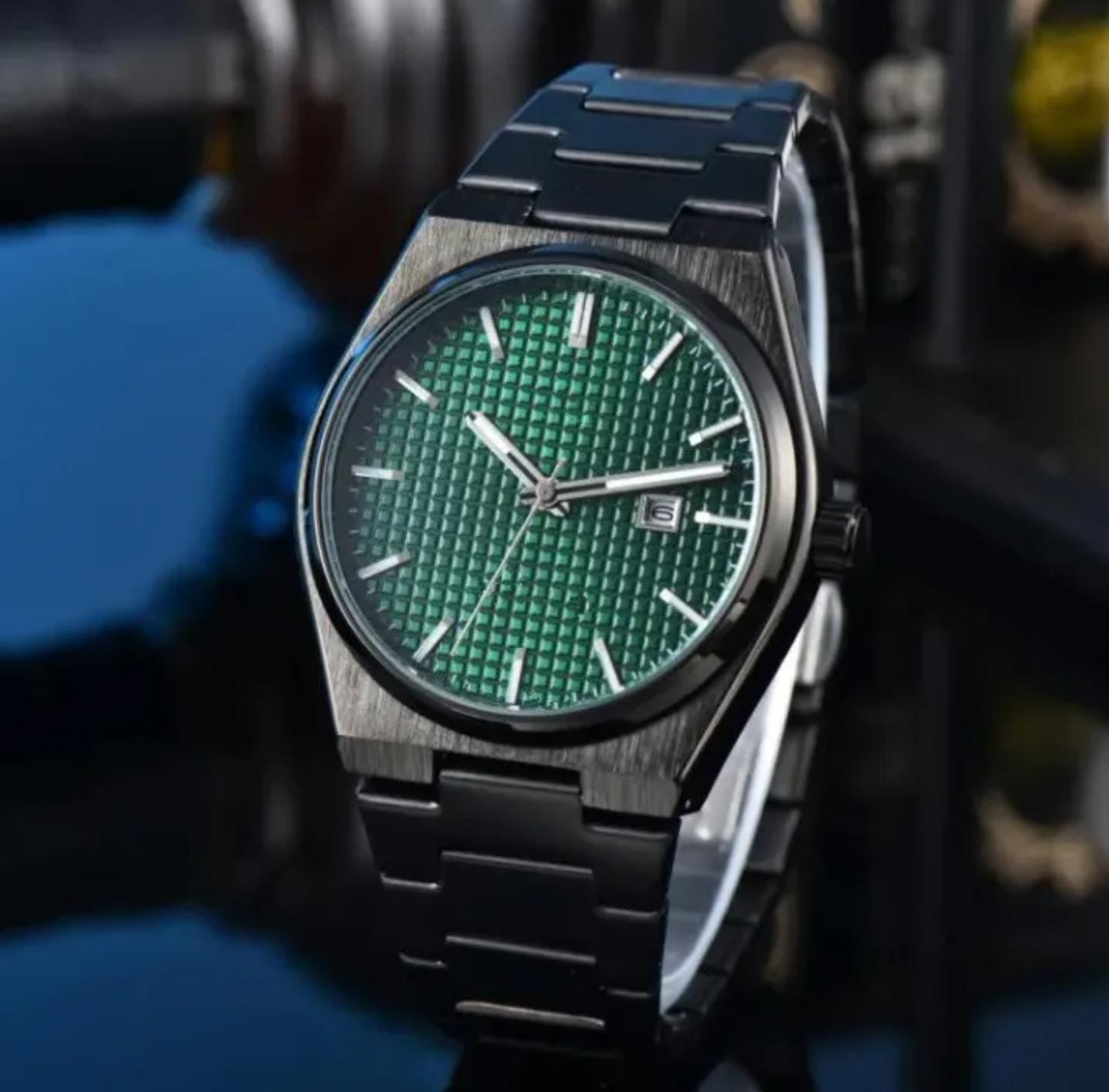 Green Rolex Dial Chain Date Working Men's Watch(With Box)