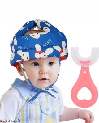 Baby Head Protector Crawling - Baby Safety Helmet & amp Walking Helmet + 360 Degree U-shaped Baby Toothbrush (Random Color/Design)