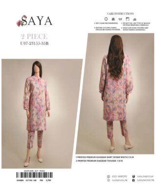 SAYA 2PCS Unstitch khaddar Collection Shirt & Trouser (35B)