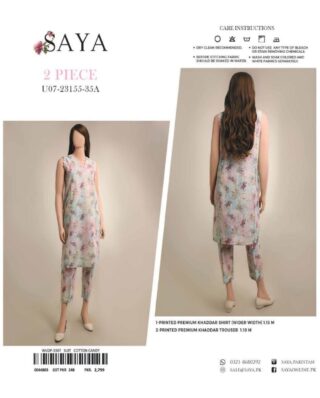 SAYA 2PCS Unstitch khaddar Collection Shirt & Trouser (35A)