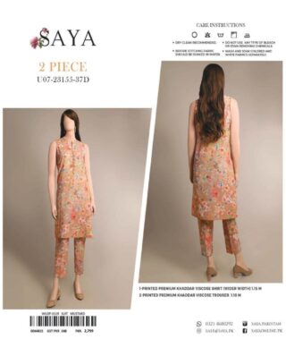 SAYA 2PCS Unstitch khaddar Collection Shirt & Trouser (37D)