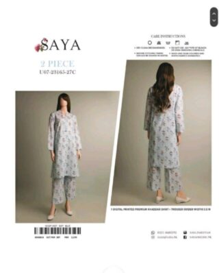 SAYA 2PCS Unstitch khaddar Collection Shirt & Trouser (27C)