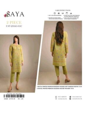 SAYA 2PCS Unstitch khaddar Collection Shirt & Trouser (01C)