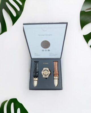 TOMI Face Gear Dual leather Strap Luxury Watch