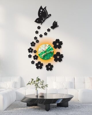 FWB dial clock Wooden Wall Clock Stylish Design with Butterflie for Home Décor 