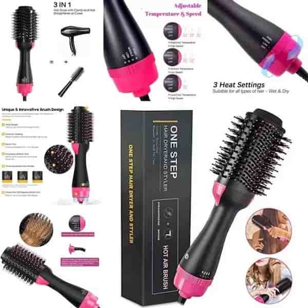 One Step 3 In 1 Hair Dryer And Volumizer / Hot Air Brush – Comb For Drying, Straightening, And Curling