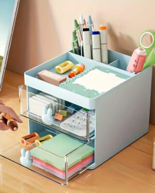 Rabbit handle clear desk organizer- perfect for pen ,makeup and jewellery etc.(Random Color)