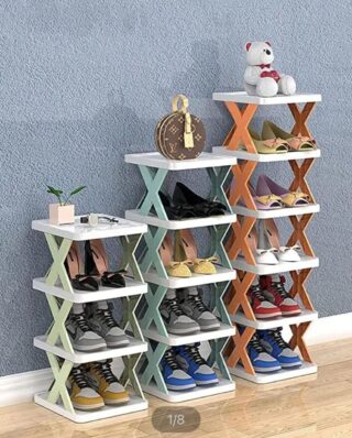 New Arrival Stackable Shoe Rack Multi-layer Storage Shoes Shelf Box Plastic Space Saving Cabinet Shoes Organizer for Entry(5 layer Random Color)