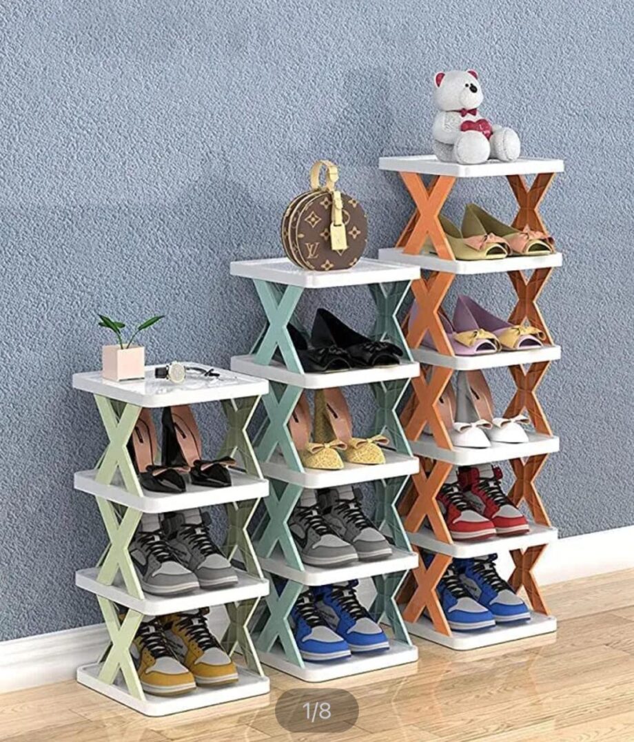 New Arrival Stackable Shoe Rack Multi-layer Storage Shoes Shelf Box Plastic Space Saving Cabinet Shoes Organizer for Entry(5 layer Random Color)