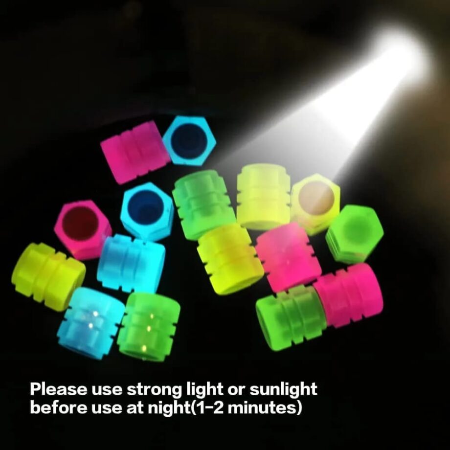 Luminous Tire Valve Cap For Car Tire Wheel Rims Valve Stem Cover Caps For Car Motorcycle Bike Glowing Tire  (random color)