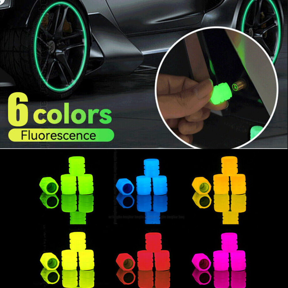 Luminous Tire Valve Cap For Car Tire Wheel Rims Valve Stem Cover Caps For Car Motorcycle Bike Glowing Tire  (random color)