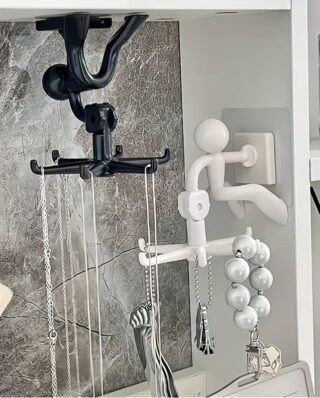 360° Rotating Wall Hook with 6 Hooks - Easy Install, Self-Adhesive Organizer for Kitchen, Bathroom & Bedroom - Utility Hooks(random color)