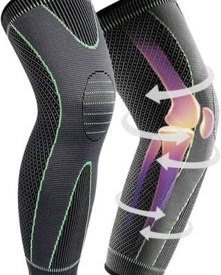 1 PCS Compression Knee Pads Support Sleeve Protector Elastic Kneepad Brace Spring Support Volleyball Running Silicone Long Full Legs Sleeve Arthritis Running Gym Sport