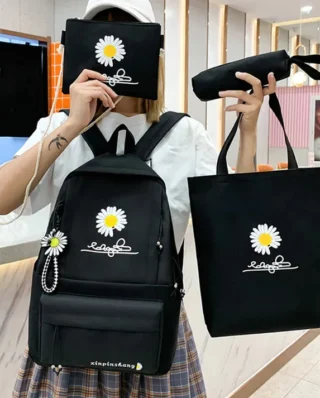 4-Piece School Bag Set Daisy Flower  Backpack Set Stylish & Practical new arrival 2024