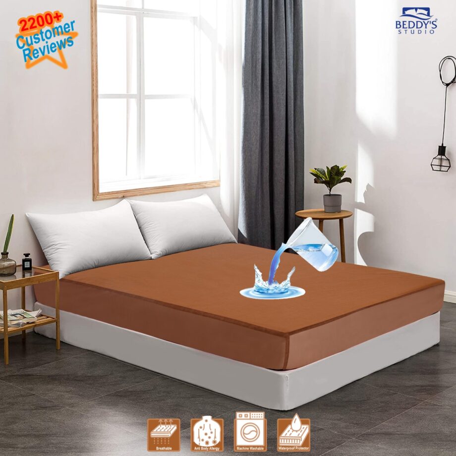 100% waterproof mattress protector cover is made of polish fabric,  (Random Color)