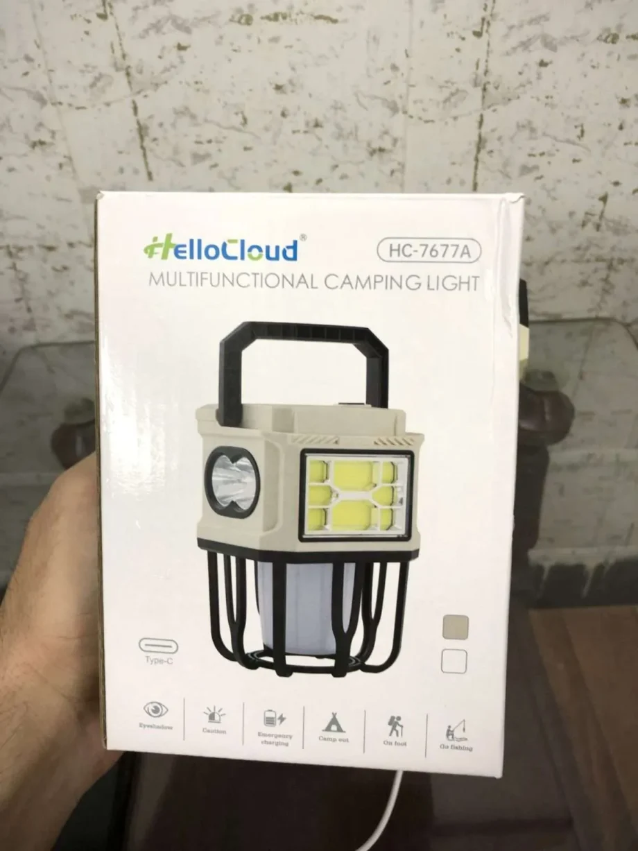HelloCloud Multifunctional Camping Light Dual Bright & Warm Modes Solar & USB Rechargeable Lantern with Power Bank(HC-7677A)