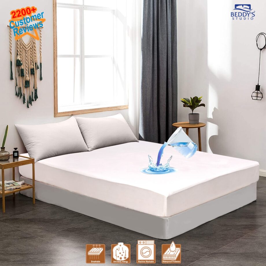 100% waterproof mattress protector cover is made of polish fabric,  (Random Color)