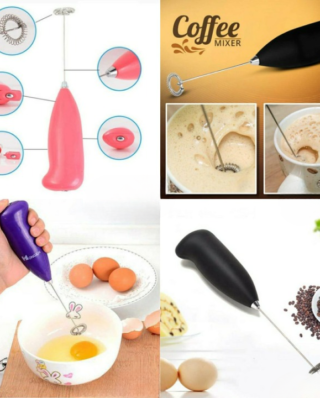 Electric Egg Beater Milk Drink Coffee Whisk Mixer Foamer Mini Handle Stirrer Practical Cooking Tool Kitchen Cell Operated (Mix/Random Color)