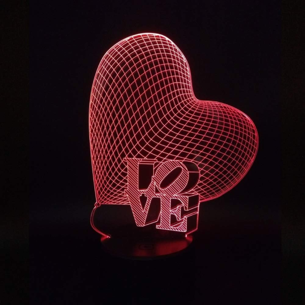 Mesmerizing 3D LOVE Heart LED Lamp – Perfect for Romantic Ambiance and Unique Décor - Image 4