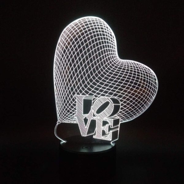 Mesmerizing 3D LOVE Heart LED Lamp – Perfect for Romantic Ambiance and Unique Décor - Image 3