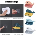 Self Adhesive Whale Fish Shaped Soap Holder for Bathroom | Wall Mounted Soap Bar, Holder Rack for Shower Wall, Kitchen, Bathroom - random color(1 PC) - Image 7
