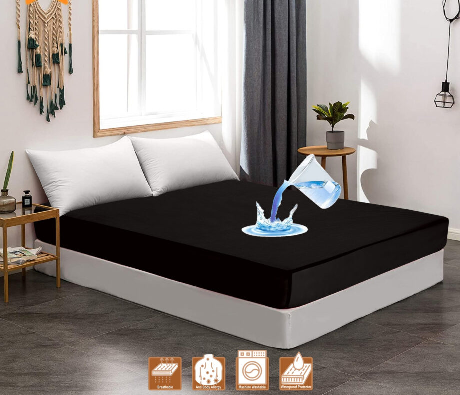 100% waterproof mattress protector cover is made of polish fabric,  (Random Color)