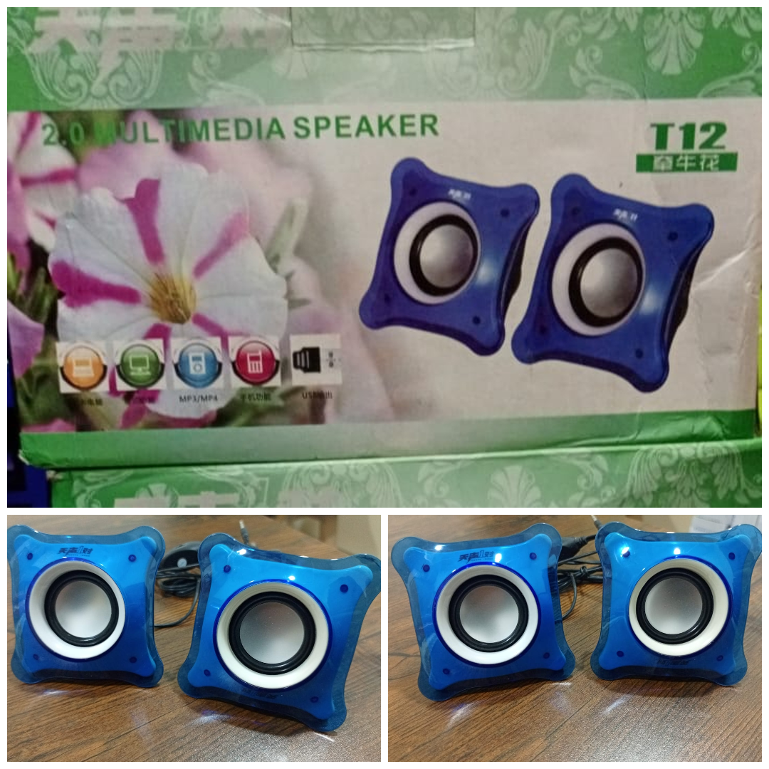 (Pair) T12 Mini multimedia 2.0 speakers Music Stereo for Computer Desktop PC Laptop Party Portable Loudspeaker (random color)