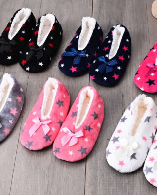 House Winter Warm Slipper Womens Star Thick Fur Plush Anti Skid Grip Sole Cute Funny Indoor Home Fluffy Female Floor Shoes