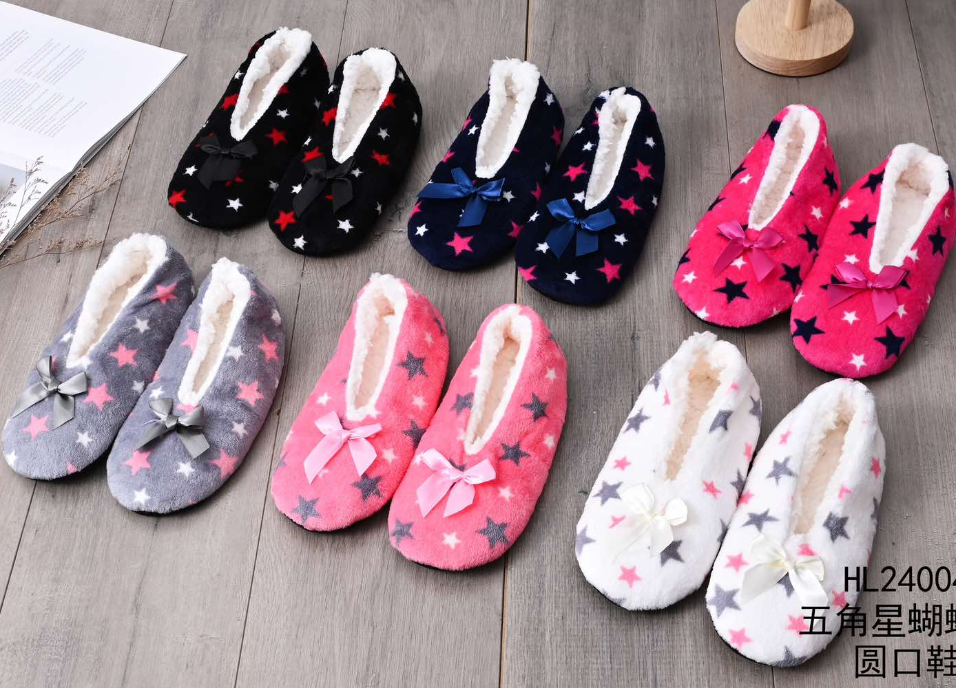 House Winter Warm Slipper Womens Star Thick Fur Plush Anti Skid Grip Sole Cute Funny Indoor Home Fluffy Female Floor Shoes