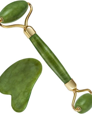 Jade Roller and Gua Sha Flawless Jade Roller With Guasha (marble Stone) Stimulates Healthier Skinet,  Facial Roller for Skin,  Jade Roller & Guasha Reduce Puffiness