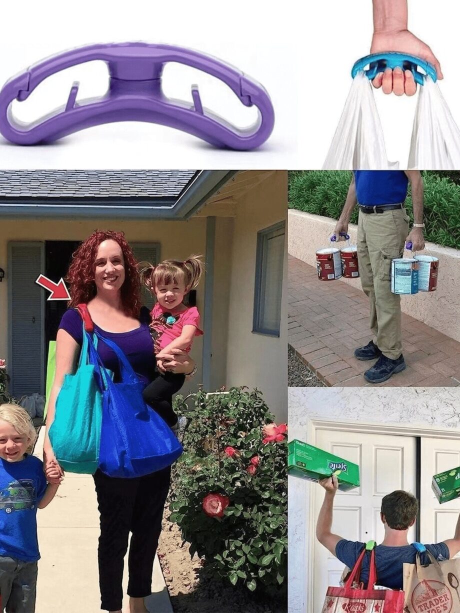 One-piece soft handle plastic bag holder to save effort and avoid hand fatigue (random color)