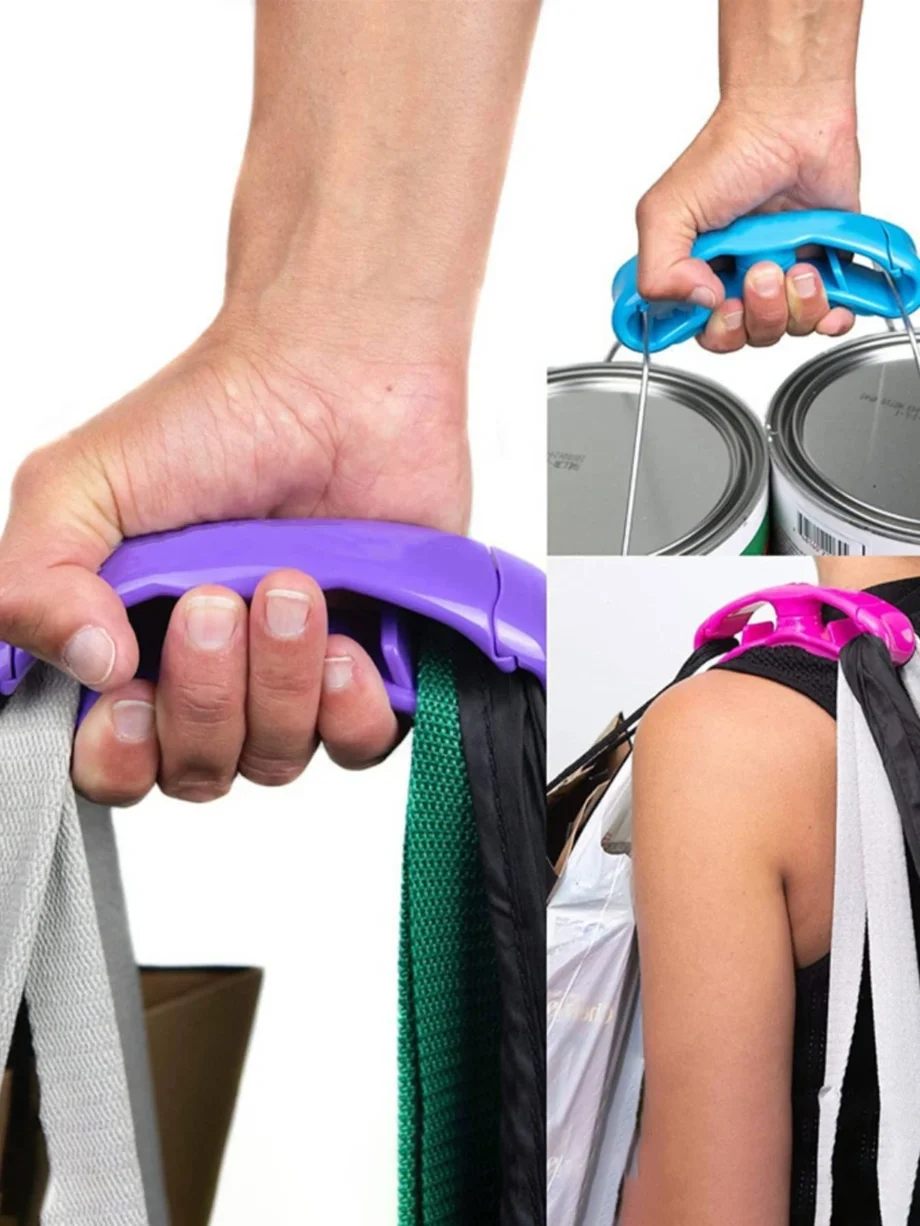 One-piece soft handle plastic bag holder to save effort and avoid hand fatigue (random color)