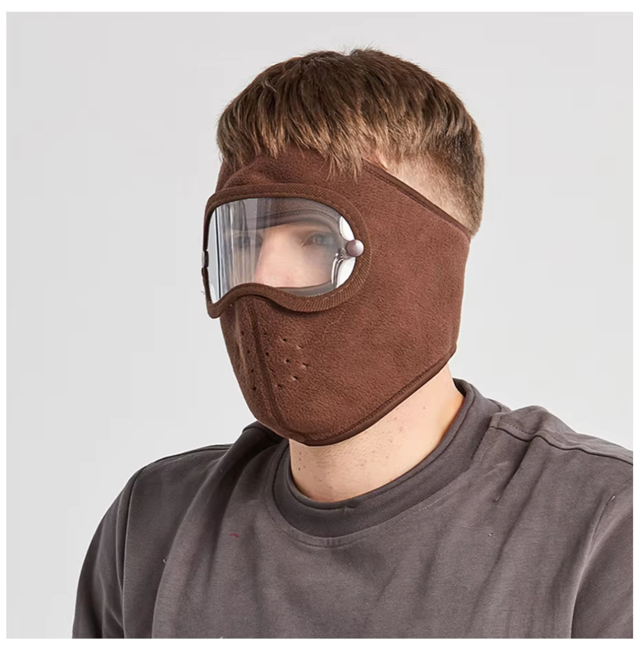 Windproof Anti Dust Full Face Masks Cycling Ski Breathable Masks Eye HD Anti Fog Goggles Hood Cover Winter Warm Hat Caps