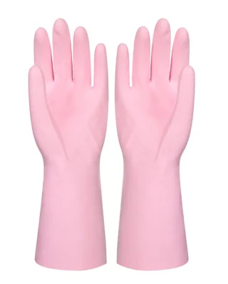 Dishwashing Rubber Gloves Non-Slip Household Laundry Kitchen Cleaning Gloves - Pair (Random color)