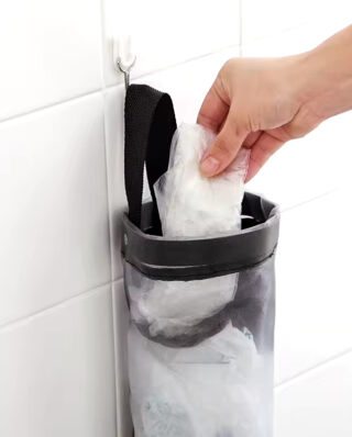 Plastic Bag Holder Dispenser Hanging Folding Mesh Garbage Bag Trash Bags Holder Organizer Recycling Grocery Pocket Containers for Kitchen (Random Color))
