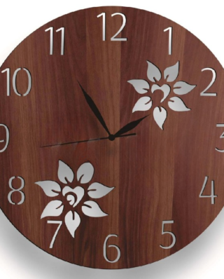 Wooden 3D Wall Clock Modern Design Flower Cut Living Room Decoration Kitchen Clock Art