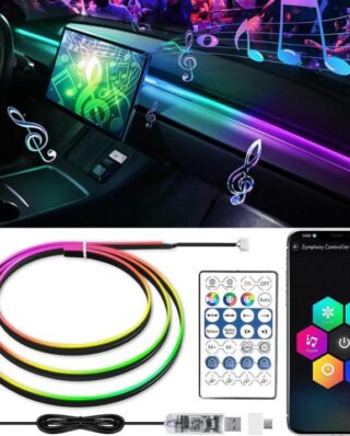 LED Symphony Ambient Light For Car Interior USB Decoration Atmosphere Neon RGB Rainbow Acrylic Strip APP Remote Control