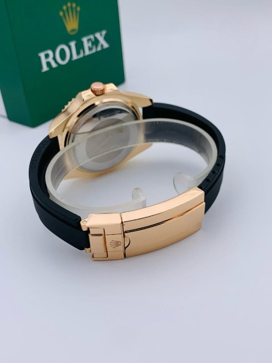 ( Golden ) Rolex Stylish Watch for Men Adjustable Rubber Strap | Heavy Master Lock | Steel Buzzle Working - Without Box - Image 2