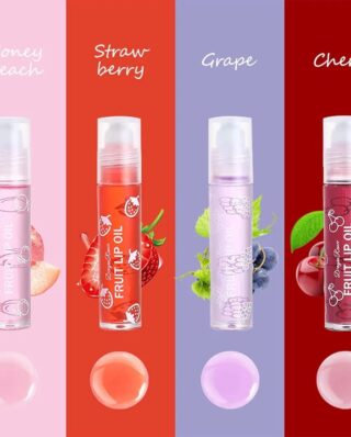 Pack of 4 - Fruit Lip Oil Set, Non-Sticky Long Lasting Moisturizing Lip Oil Lip Care Oil
