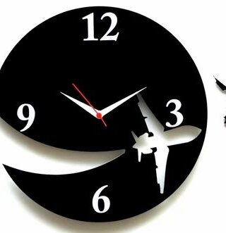 3D Wooden wall clock With Airplane Designer Theme for Home & offices