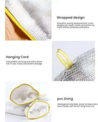 (1pcs) Wire Dishwashing Gloves | Dishwashing Rags For Wet And Dry Non-scratch Wire Dish Cloths For Washing Dishes, Kitchen (random color)